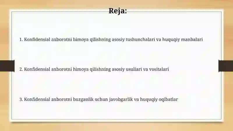 Konfidensial axborotni himoyalashning huquqiy asoslari 2