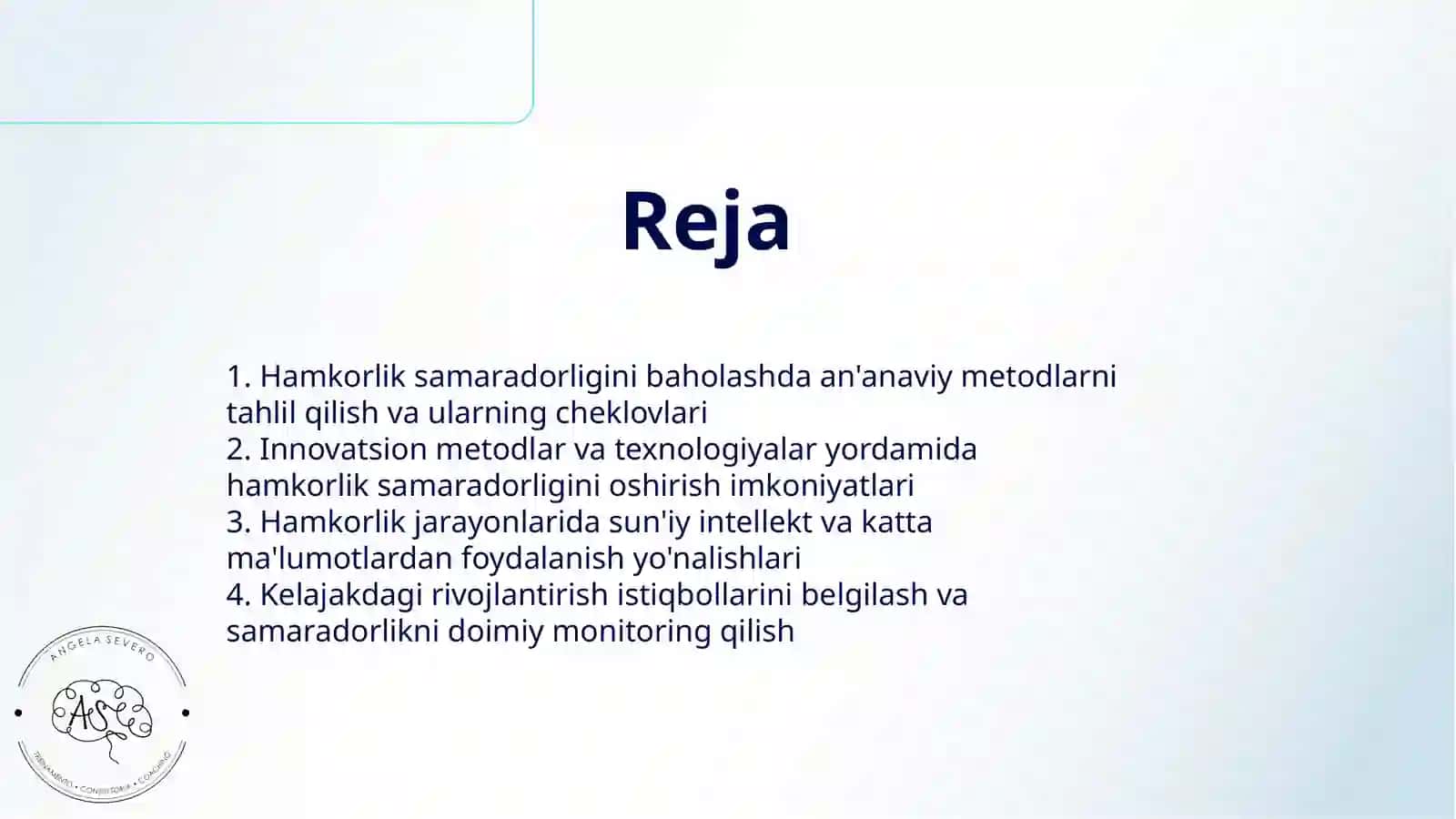 HAMKORLIK SAMARADORLIGINI BAHOLASH INNOVATSION YONDASHUVLAR VA RIVOJLANTIRISH ISTIQBOLLARI 2