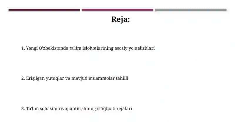 Ta'lim sohasida amalga oshirilayotgan o'zgarishlar 2