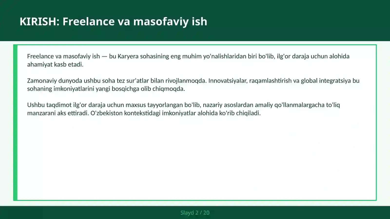 FREELANCE VA MASOFAVIY ISH 2