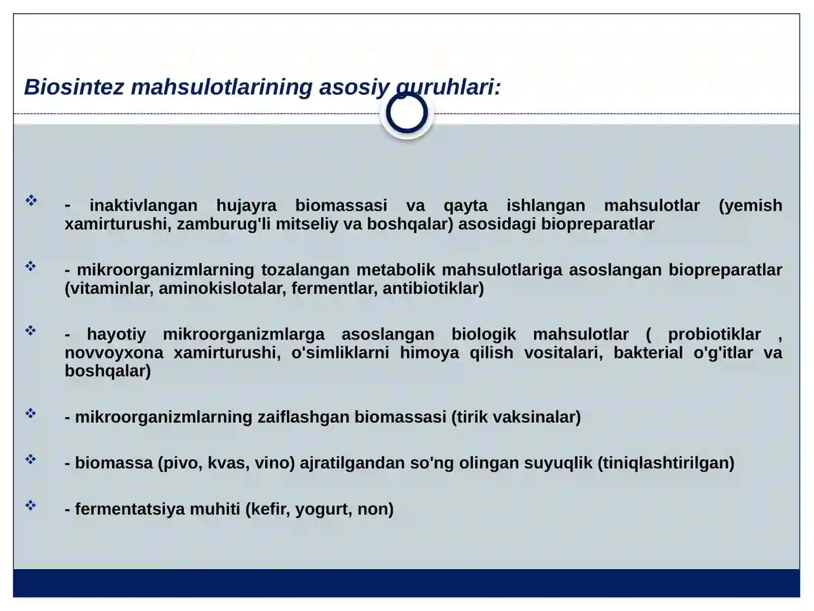 Mikroorganizmlar biomassasi va kultura suyuqligidan maxsulotlarni ajratishning texnologik asoslari 2