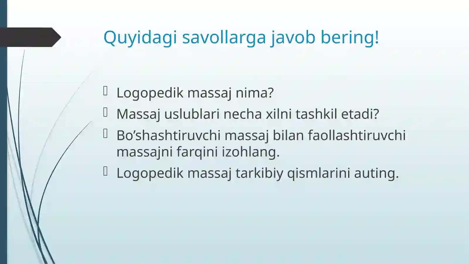 Dizartriyanutqkamchiligigaegabolalarbilanolibboriladiganlogopedikmassaj 2