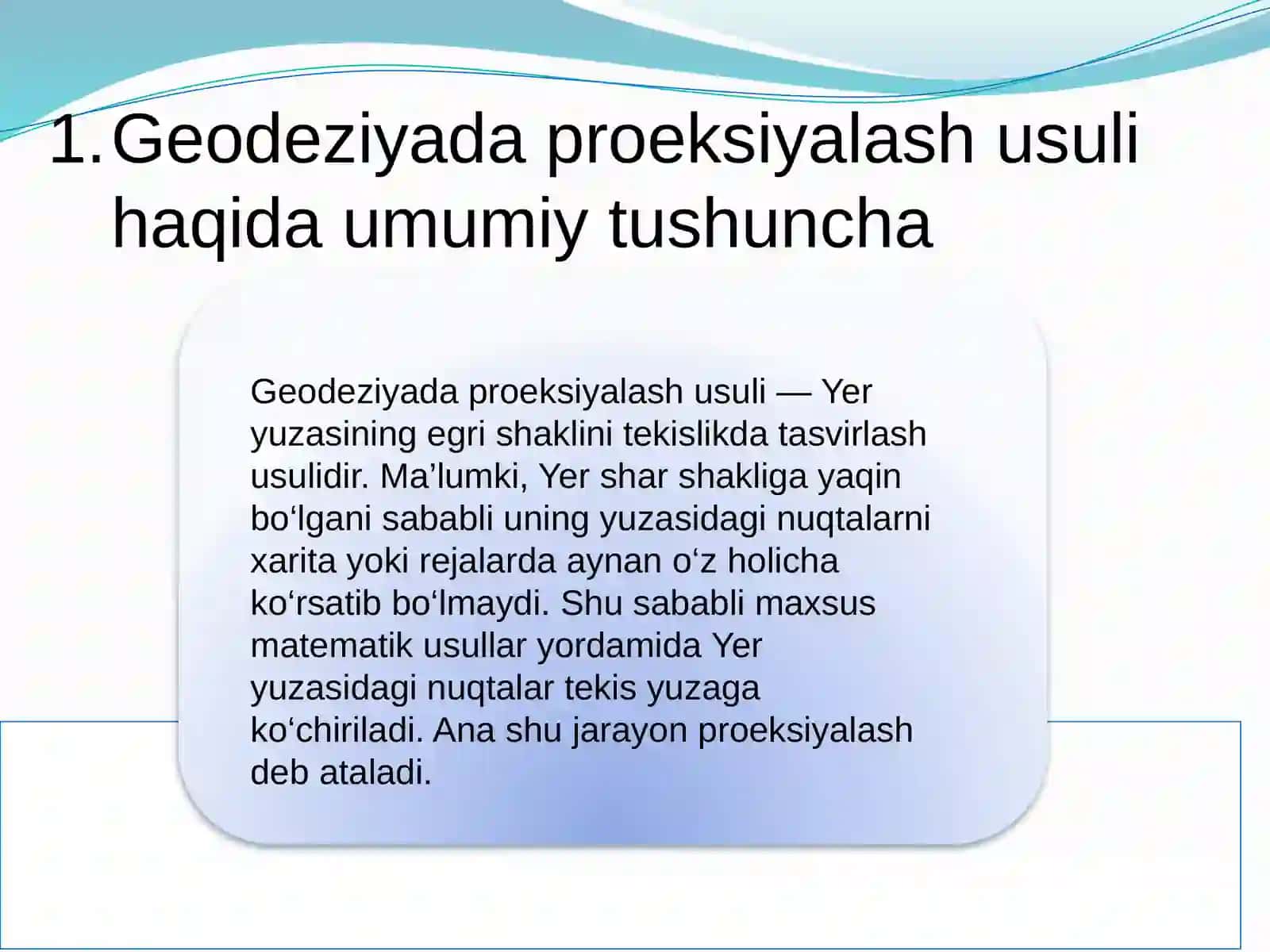 Geodeziyada proeksiyalash usuli 2