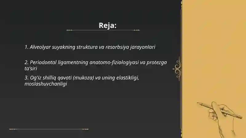 Protezlash ahamiyati bo'lgan tish-jag' tizimi 2