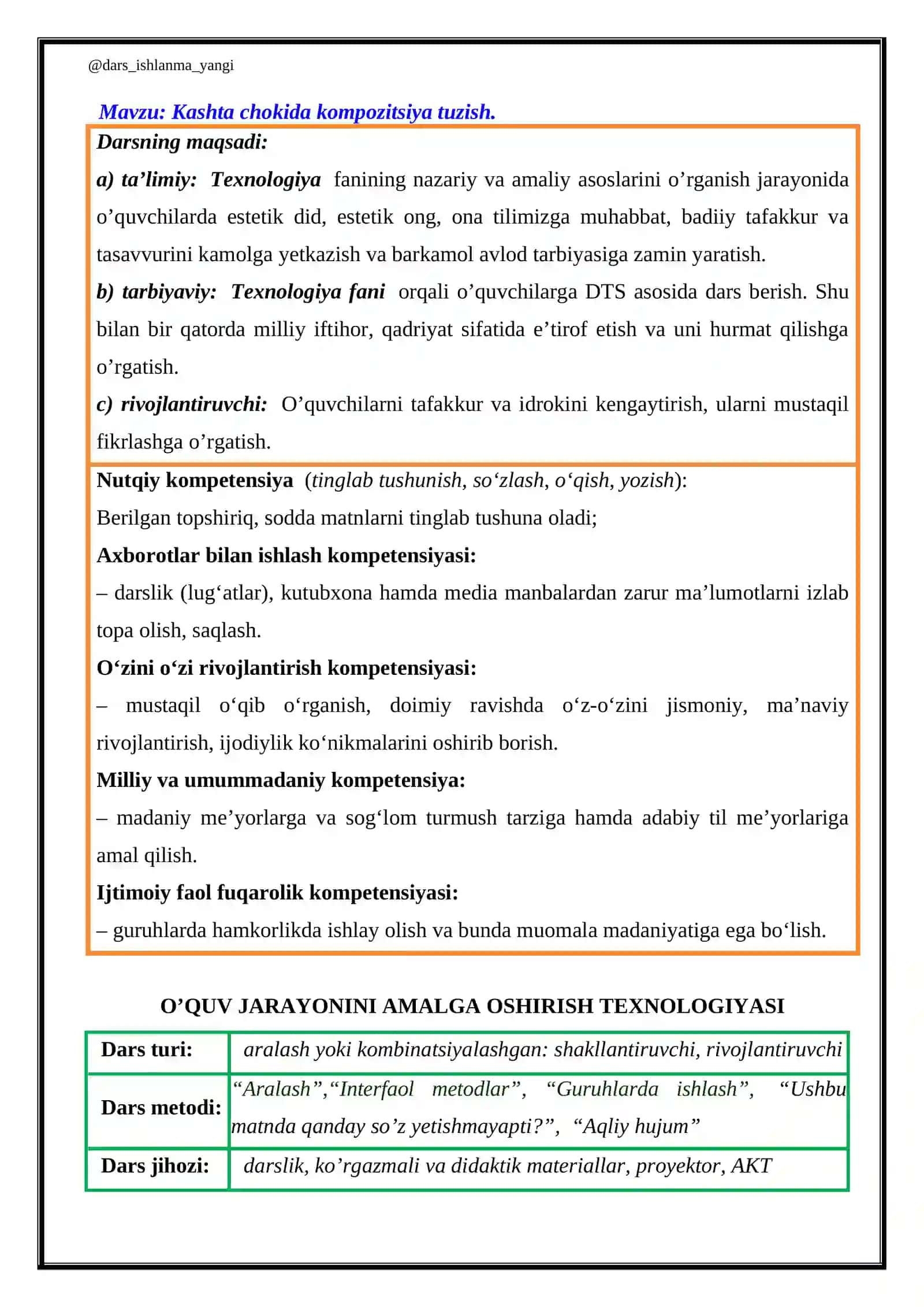 Kashta chokida kompozitsiya tuzish 2