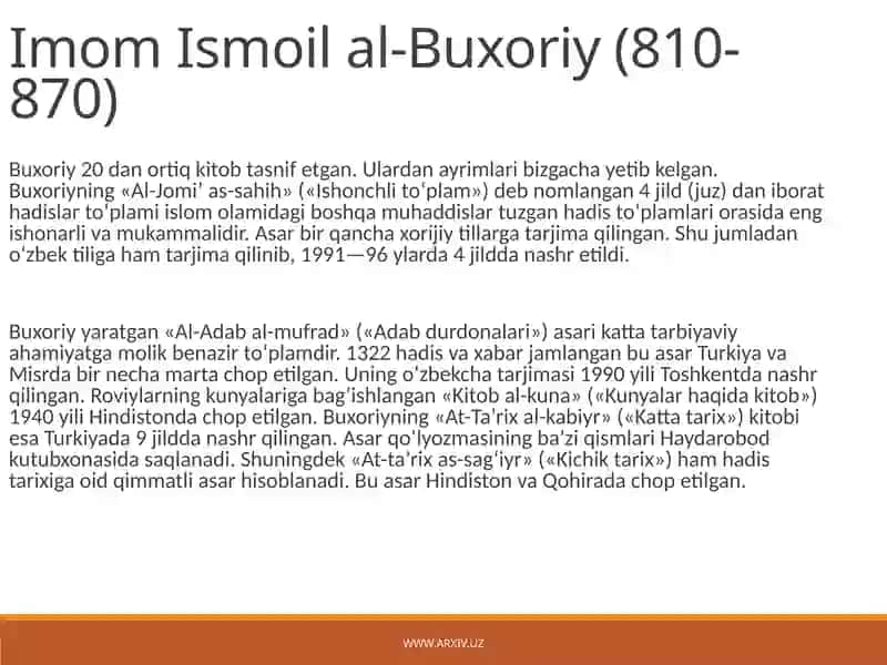 Imom Ismoil al-Buxoriy kitoblar to'plami 2