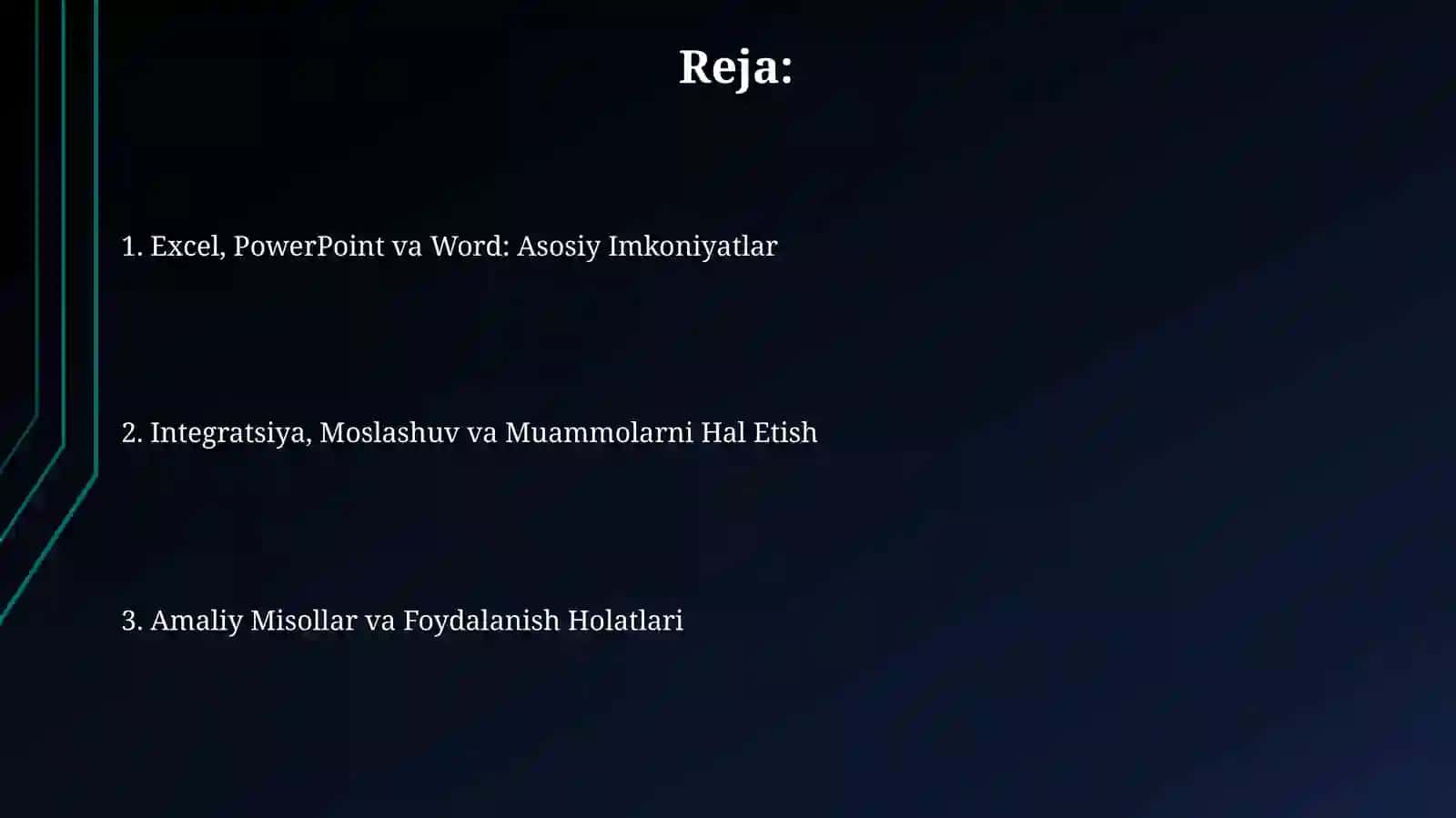Excel,PowerPoint va Word ishlash 2