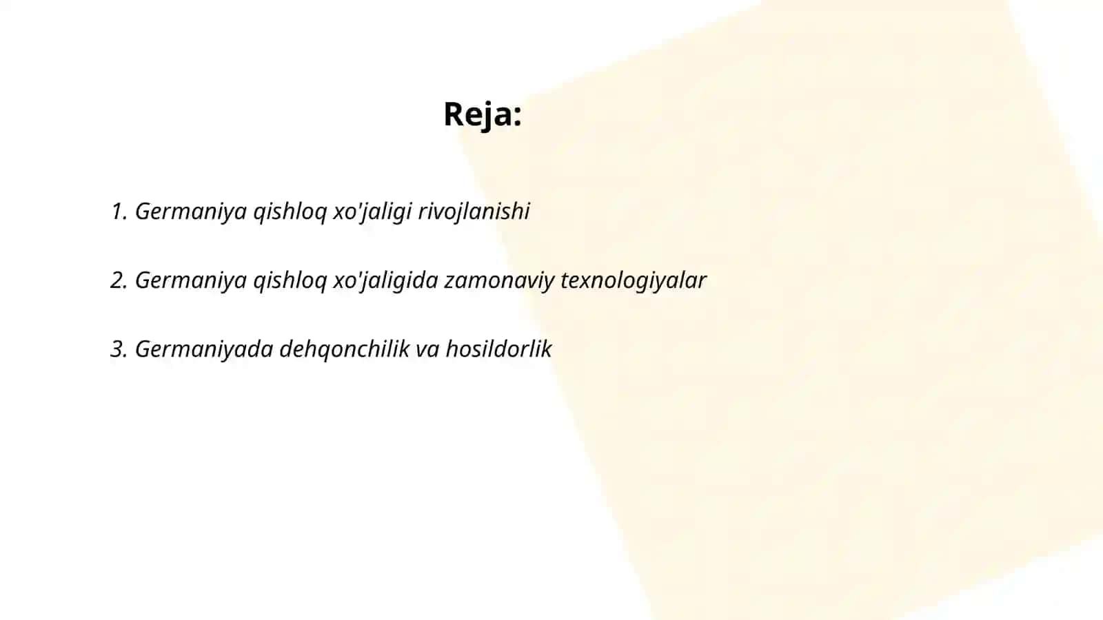 Germaniya qishloq xo’jaligi statistikasi 2