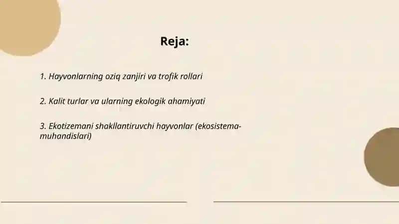 Hayvonlarning ekologik rollari va muhofaza qilish muammolari.Zoogeografiya asoslari 2