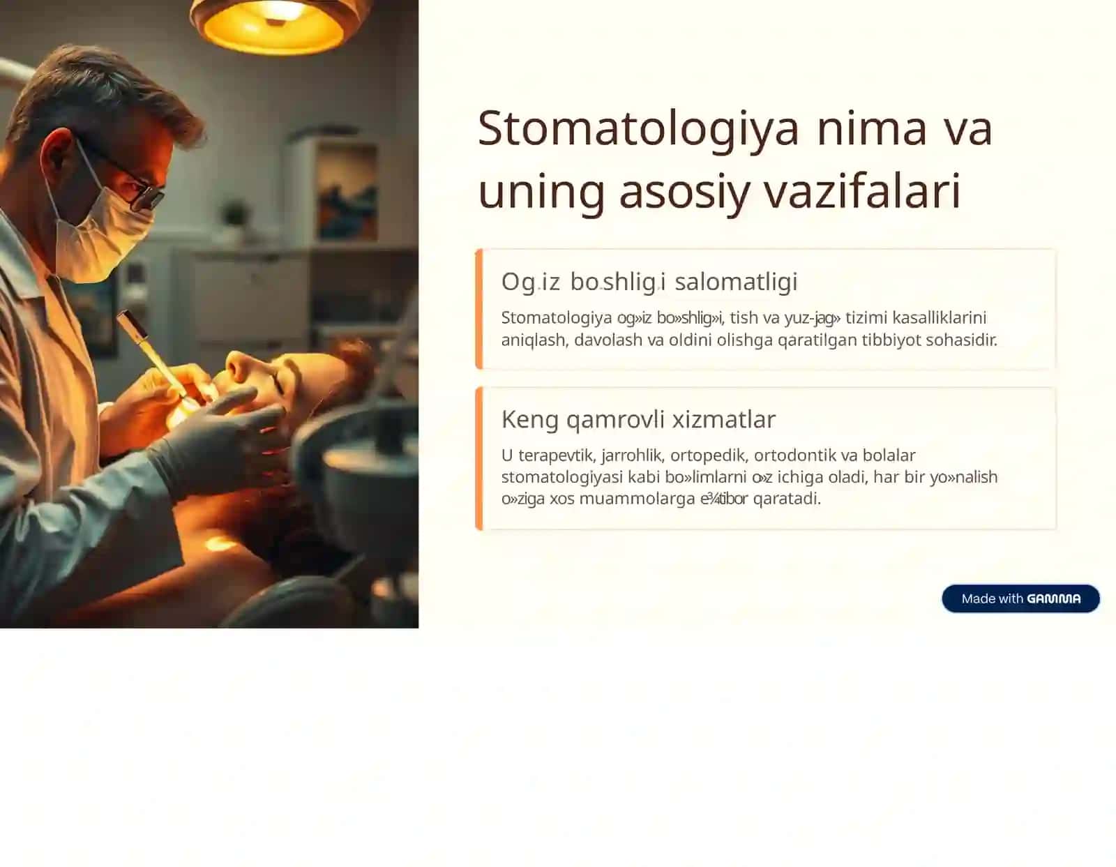 Stomatologiyamuassasasiningtuzilishivafaoliyatiningo9zigaxosxususiyatlari 2