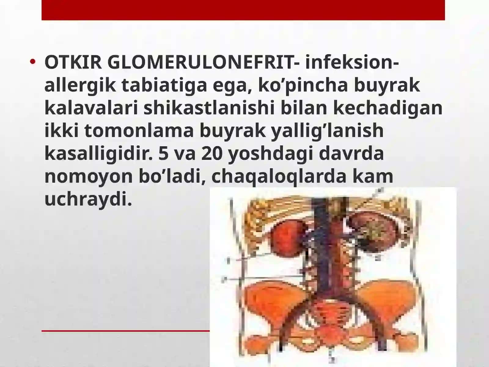 O'tkir va surunkali glomerulonefrit. Pielonefrit 2