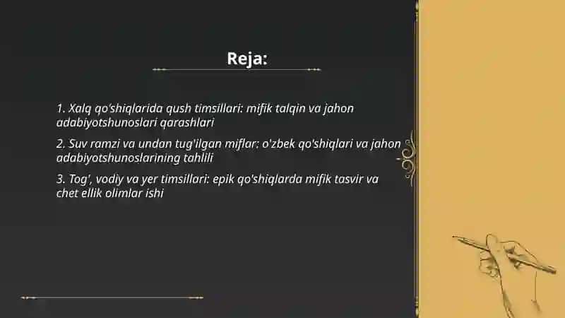 Xalq qo'shiqlarida mifik timsollar. O'zbek folklorining jahon adabiyotshunoslari tomonidan O'rganilishi 2