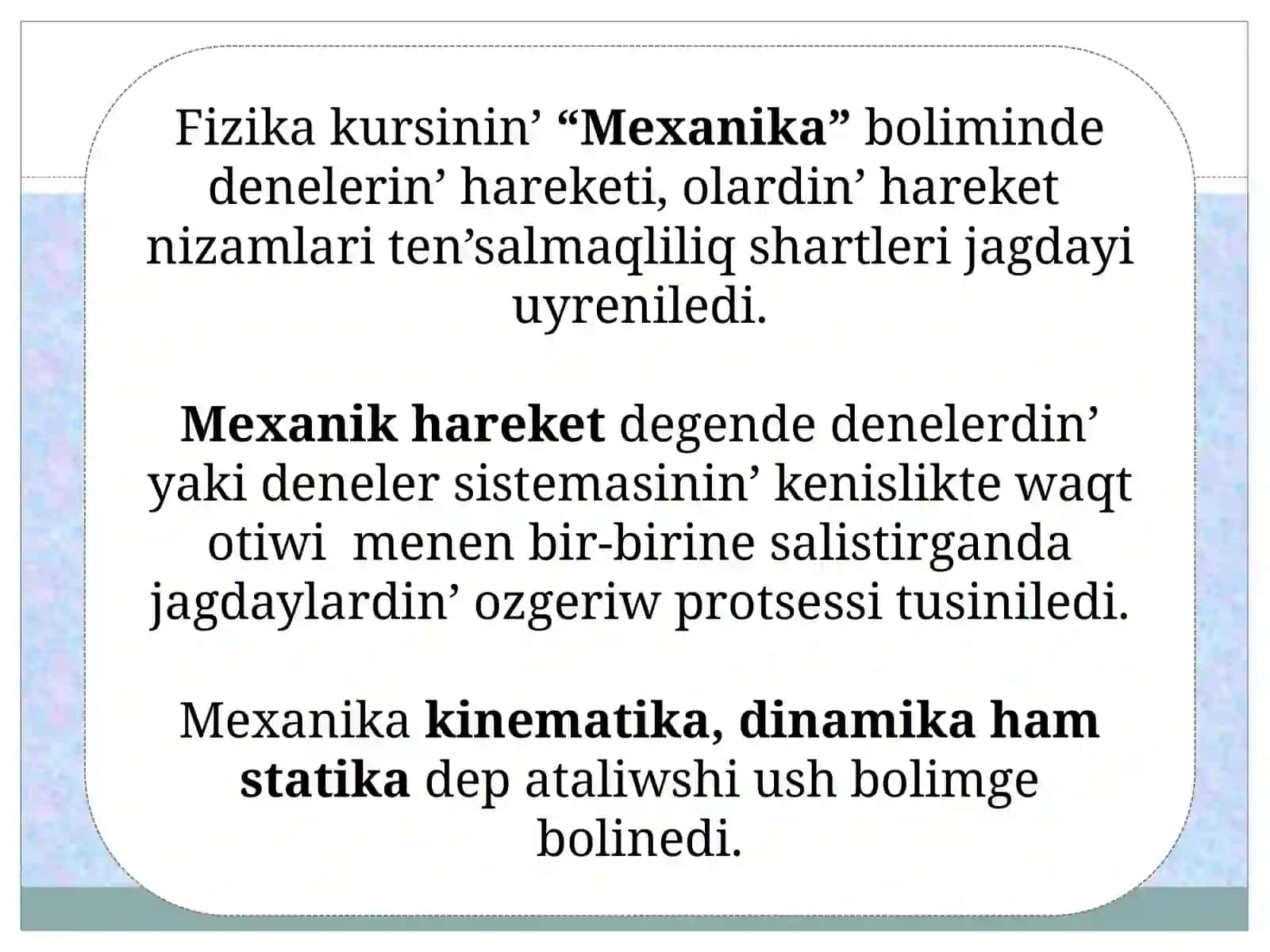 Mexanika kursi 2
