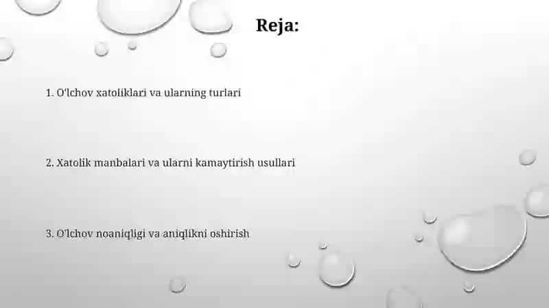 O'lchash xatolari va ularni aniqligi 2