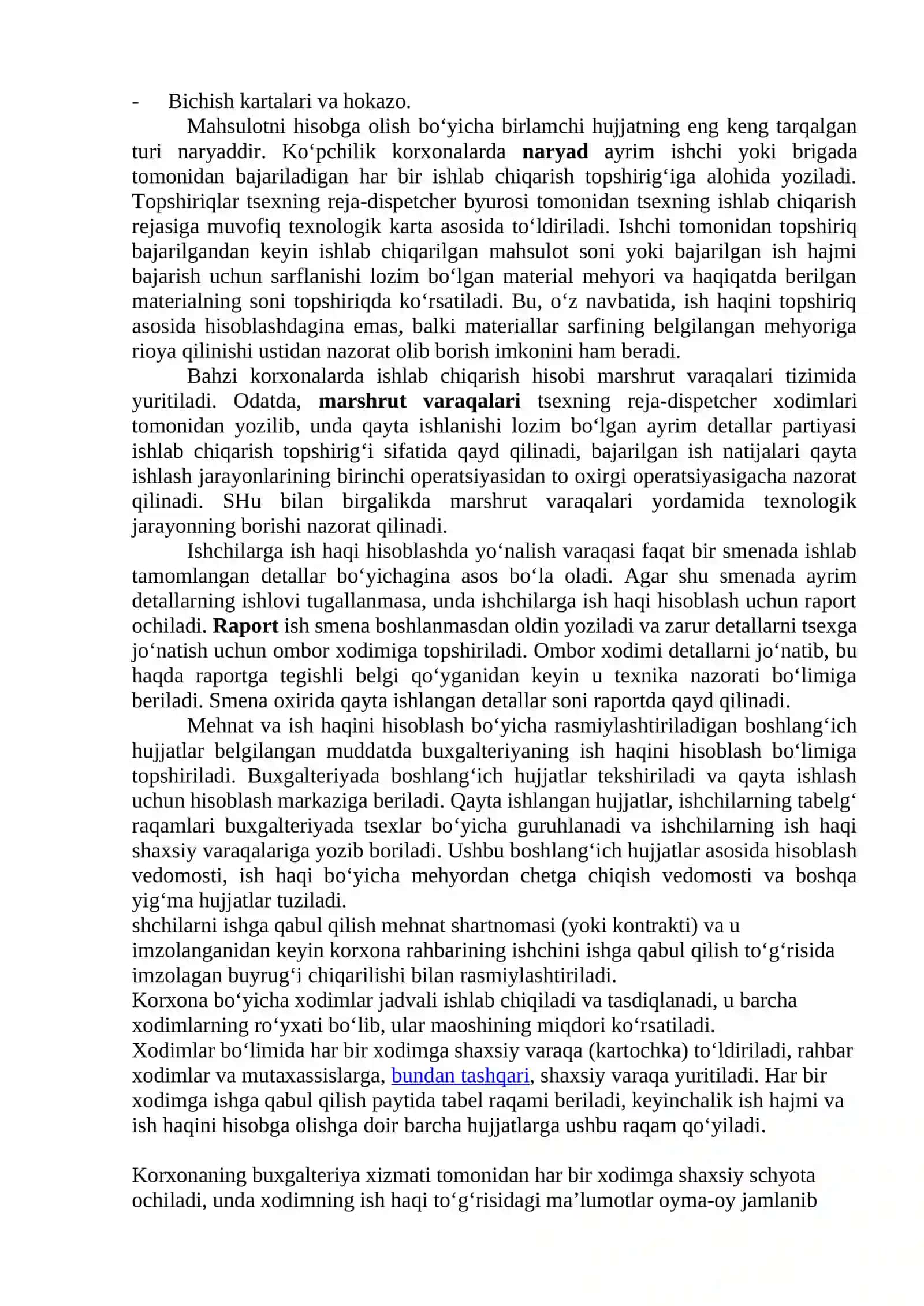 Mehnat va ish xaqini dastlabki xujjatlarda rasmiylashtirish va umumlashtirish tartibi. Jismoniy shaxslar daromadlari va ish xaqidan ushlab qolinadigan summalar hisobi 2