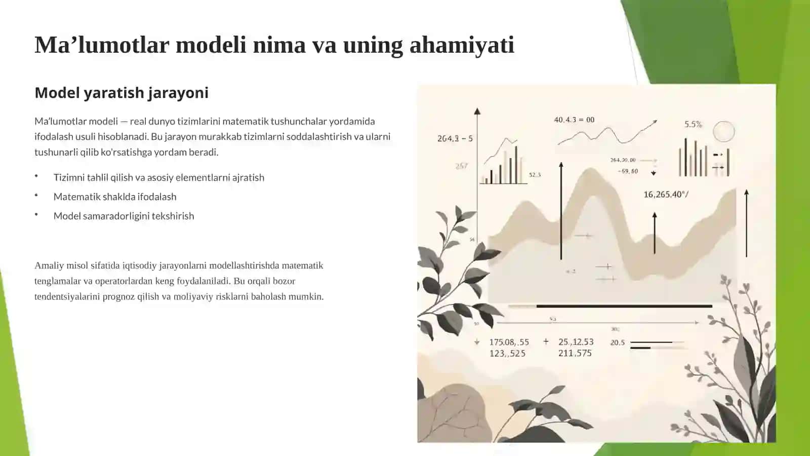 Maʼlumotlar modelini yaratish. Matematik operatorlar. Nisbiy va mutlaq havola 2