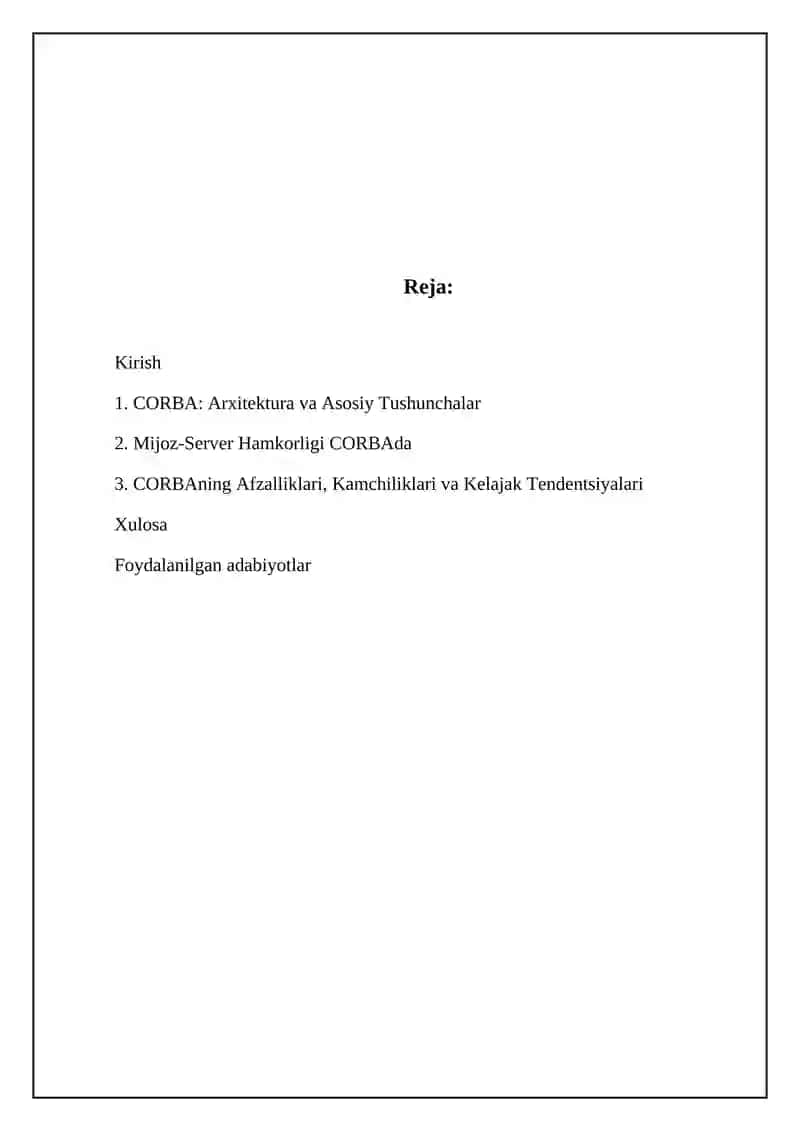 CORBA: Arxitektura va Asosiy Tushunchalar 2