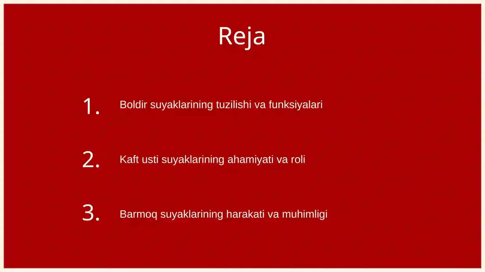 Oyoqning erkin suyaklari: boldir, kaft usti, kaft va barmoq suyaklari 2