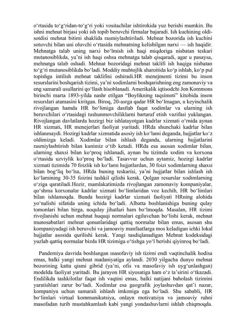 HR trendlar. Mehnat bozori. 2