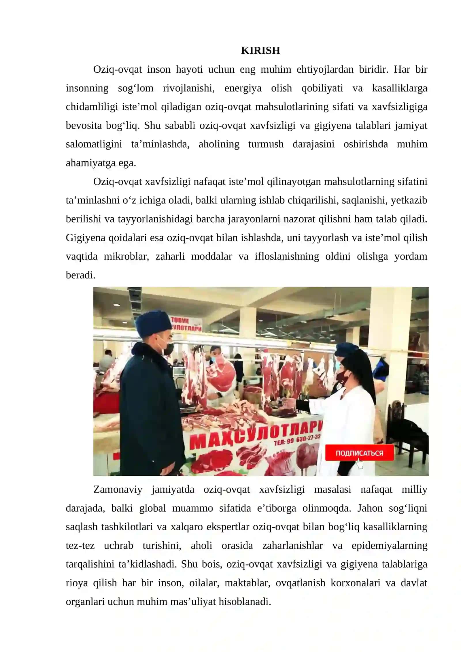 Oziq-ovqat xavfsizligi va gigiyena talablari 2