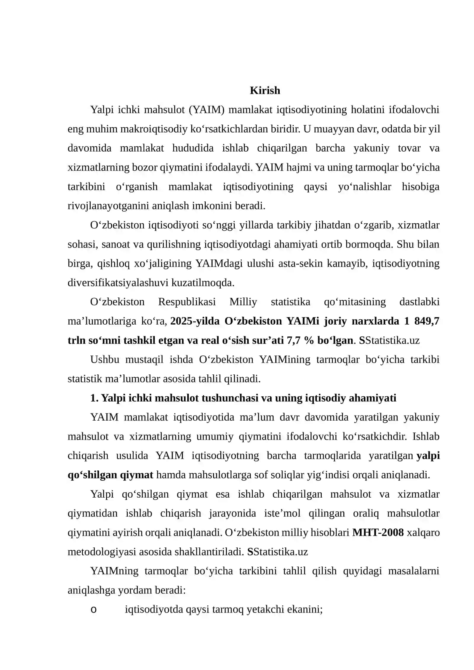 Yalpi ichki mahsulot (YAIM) tushunchasi 2
