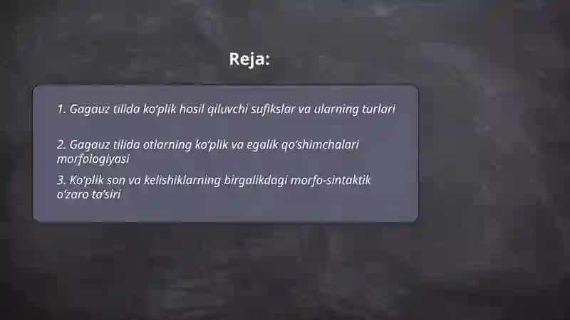 Gagauz tilida koʻplik son va egalik, kelishik kategoriyasi 2