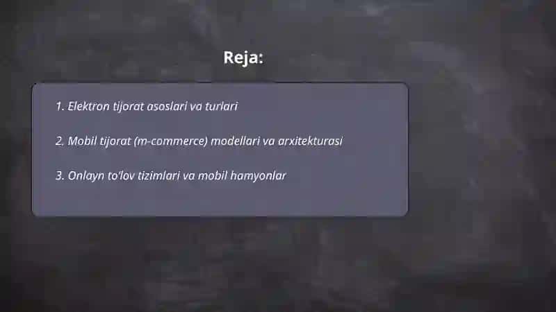 Elektron va mobil tijorat tizimlari 2