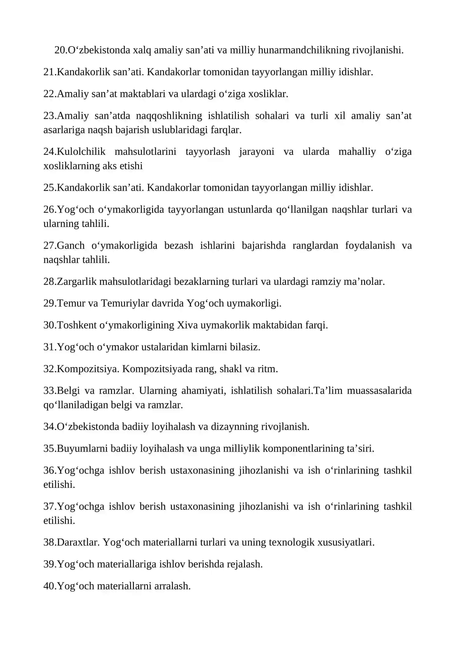 Maxsulot tayyorlash texnologiyasi fanidan yakuniy nazorat savollari 2