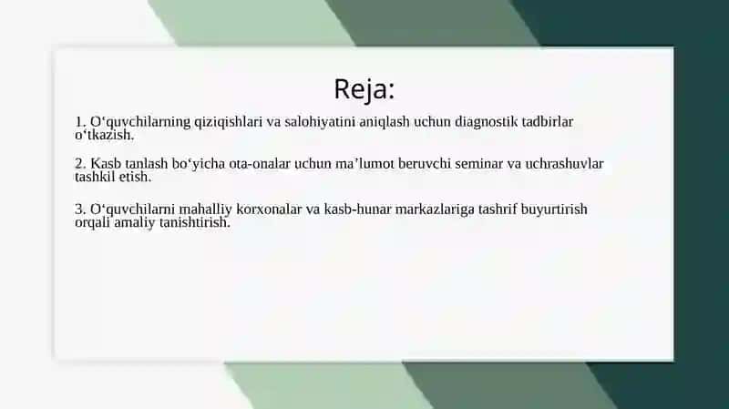 Oʻquvchilarning qiziqishlari va salohiyatini aniqlash uchun diagnostik tadqiqotlar 2