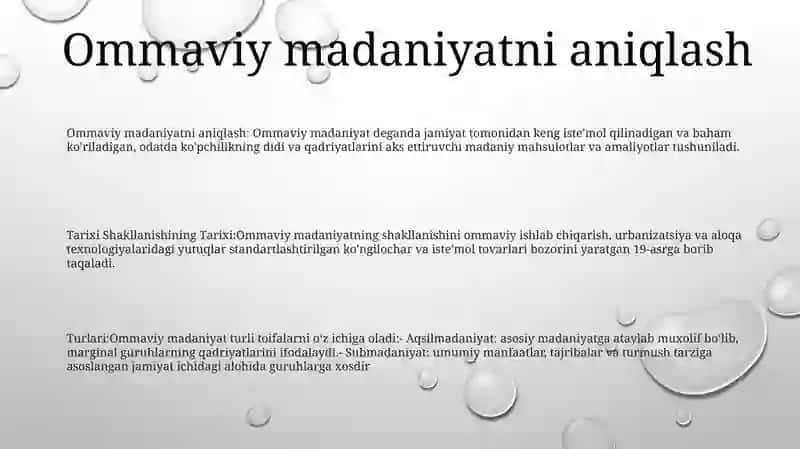 Ommaviy Madaniyatning Shakllanish Tarixi Va Unig Turlari 2