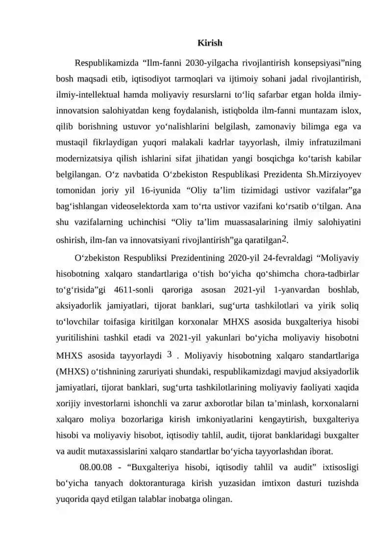 Korxonaning auditorlik tekshiruvidan oʻtakzish ishchi dasturi 2