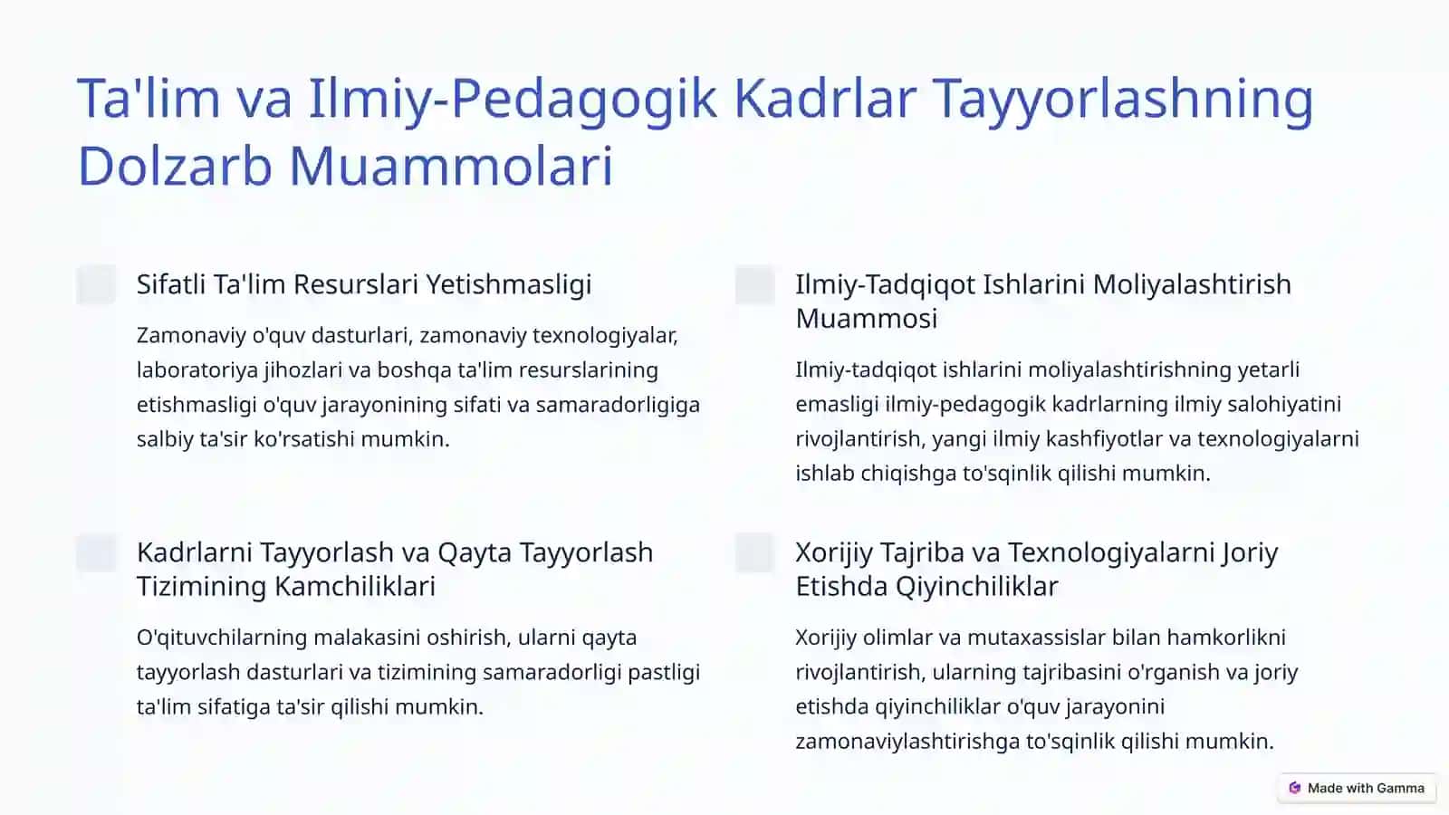 O'zbekiston Oliy Ta'limidan Keyingi Ta'lim va Ilmiy-Pedagogik Kadrlar Tayyorlash 2