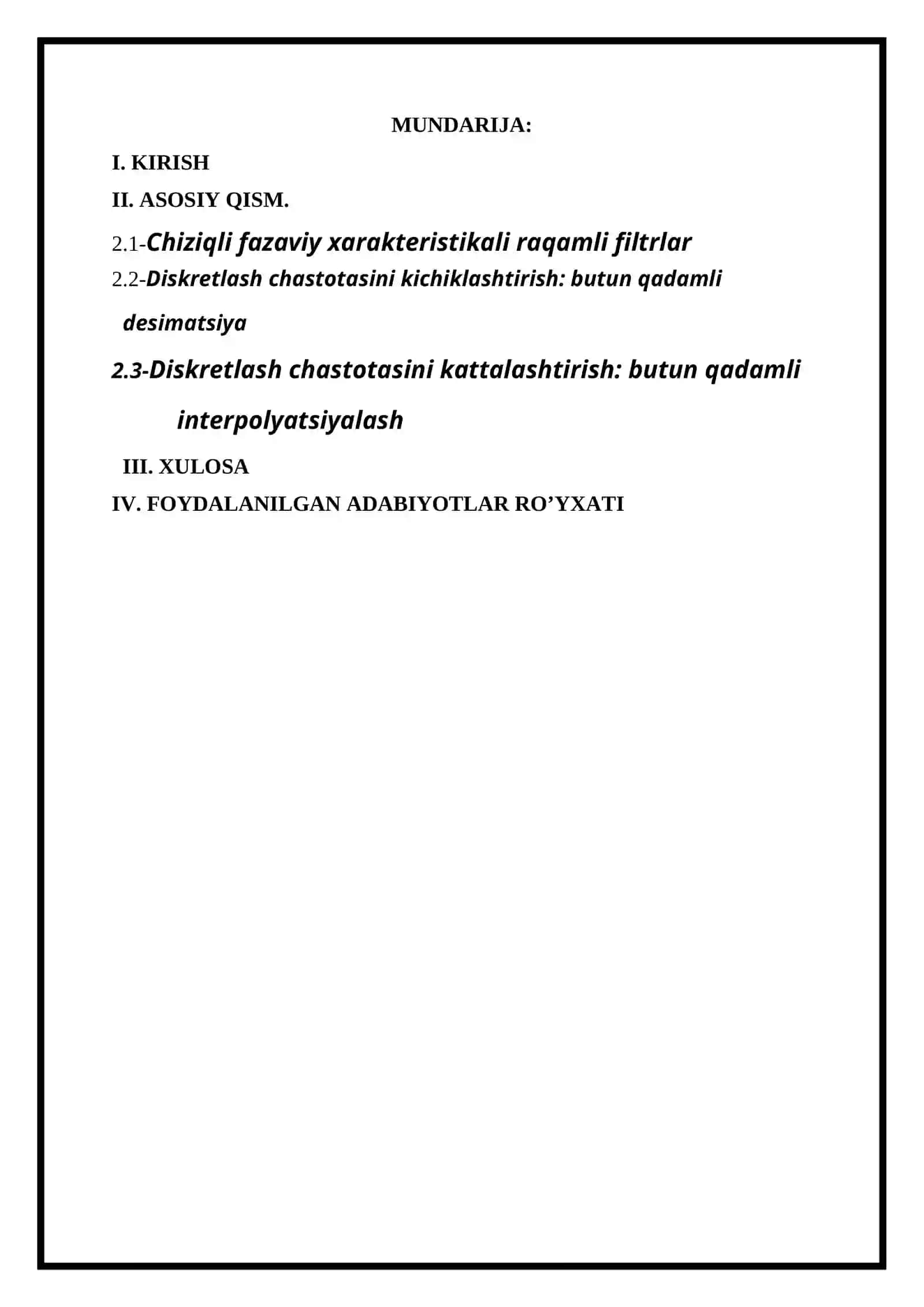 Chiziqli fazaviy xarakteristikali raqamli filtrlar 2