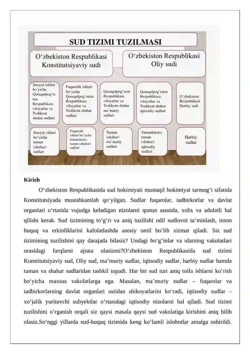 O‘zbekiston Respublikasida sud tizimini tuzilishi 2