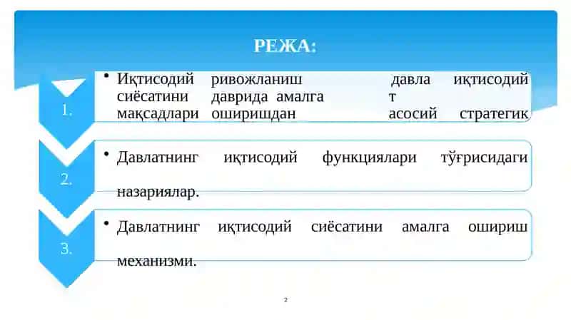 ИҚТИСОДИЙ СИЁСАТ АСОСЛАРИ ВА ТАРКИБИ 2