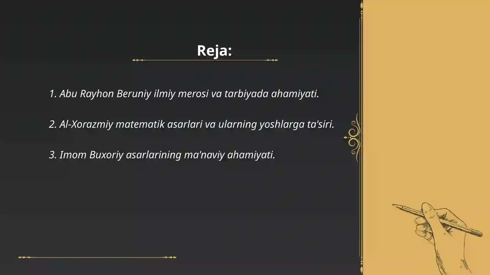 Yuksak ma`naviyatli yoshlarni tarbiyalashda O`rta Osiyo allomalari ilmiy merosining o`rni (allomalari ilmiy faoliyati misoliyati misolida) 2