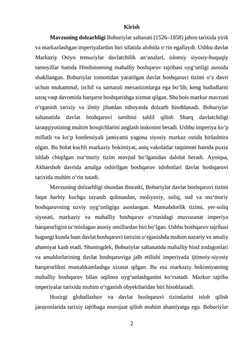 Boburiylar saltanati boshqaruv shakli 2