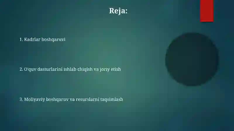 Maktabgacha ta'lim tashkiloti faoliyatini tashkil etish va boshqarish 2