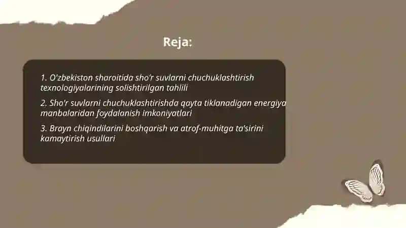 O'zbekiston sharoitida sho'r suvlarni chuchuklashtirish g'oyasi 2
