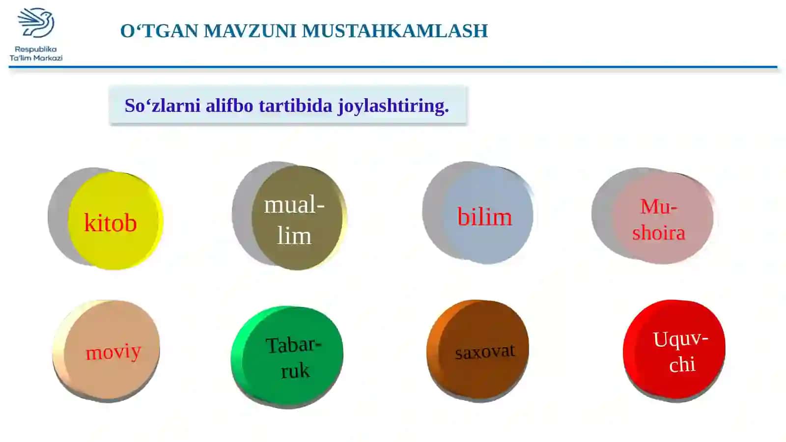 "5-SINF Ona tili IMLO VA TALAFFUZ ME’YORLARI BO‘YICHA TAKRORLASH" 2