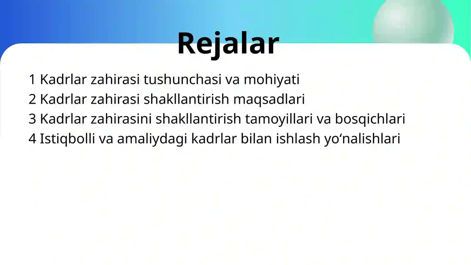 Maktabgacha ta’lim tashkilotlarida istiqbolli va amaldagi kadrlar zahirasini shakllantirish 2