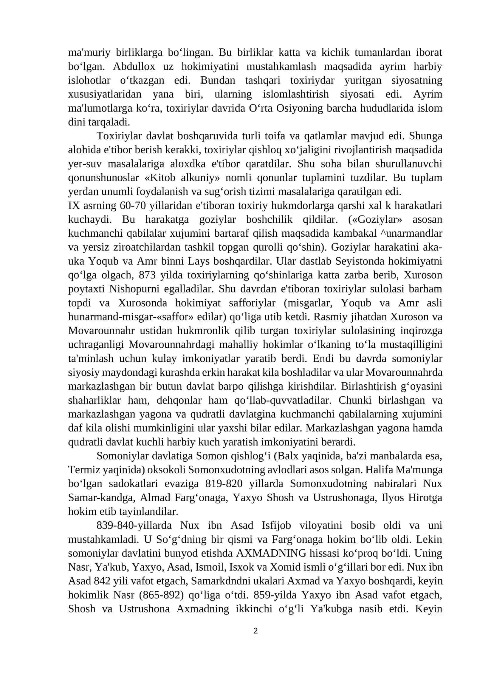 O’zbek davlatchiligining shakllanishi va taraqqiyot bosqichlari 2