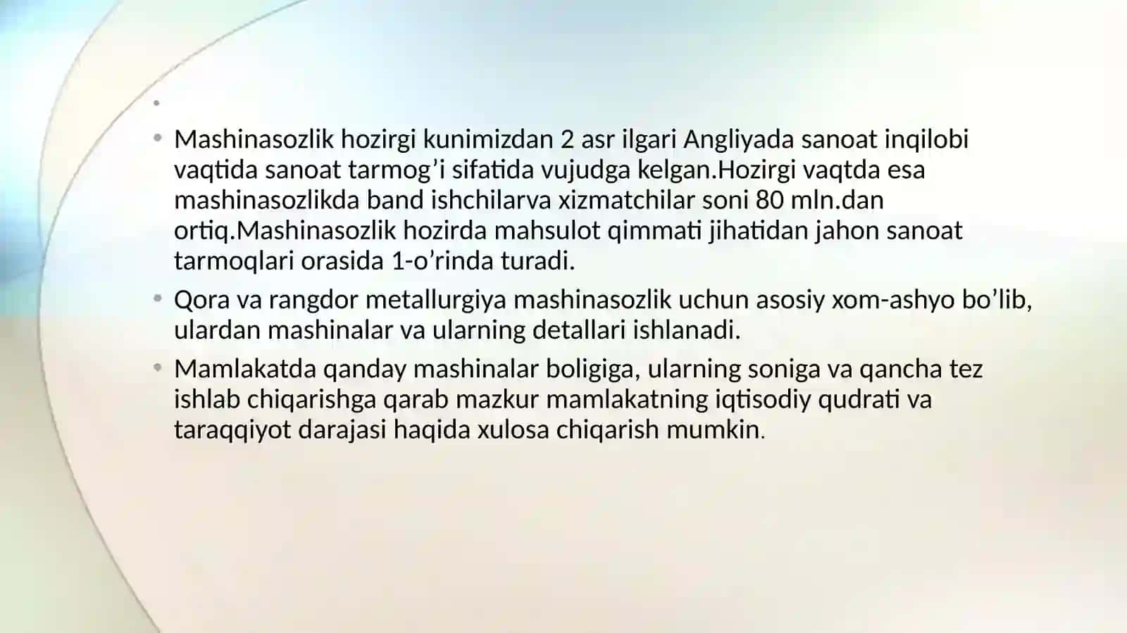 Rivojlangan davlatlarning mashinasozlik sanoati va ishlab chiqarish jarayonlari 2
