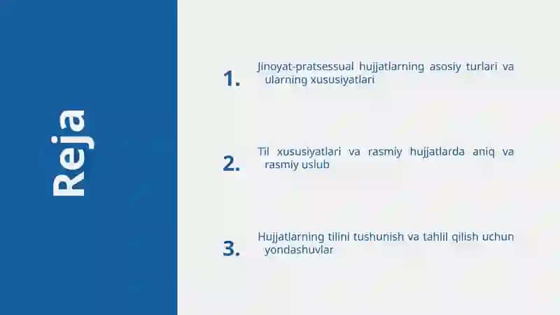 Jinoyat-pratsessual hujjatlar va ularning til xususiyatlari 2