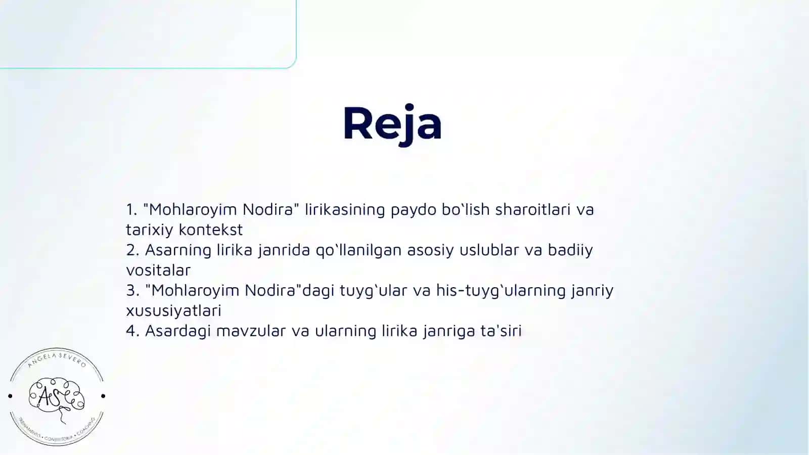 "MOHLAROYIM NODIRA LIRIKASINING JANRIY XUSUSIYATLARI" 2
