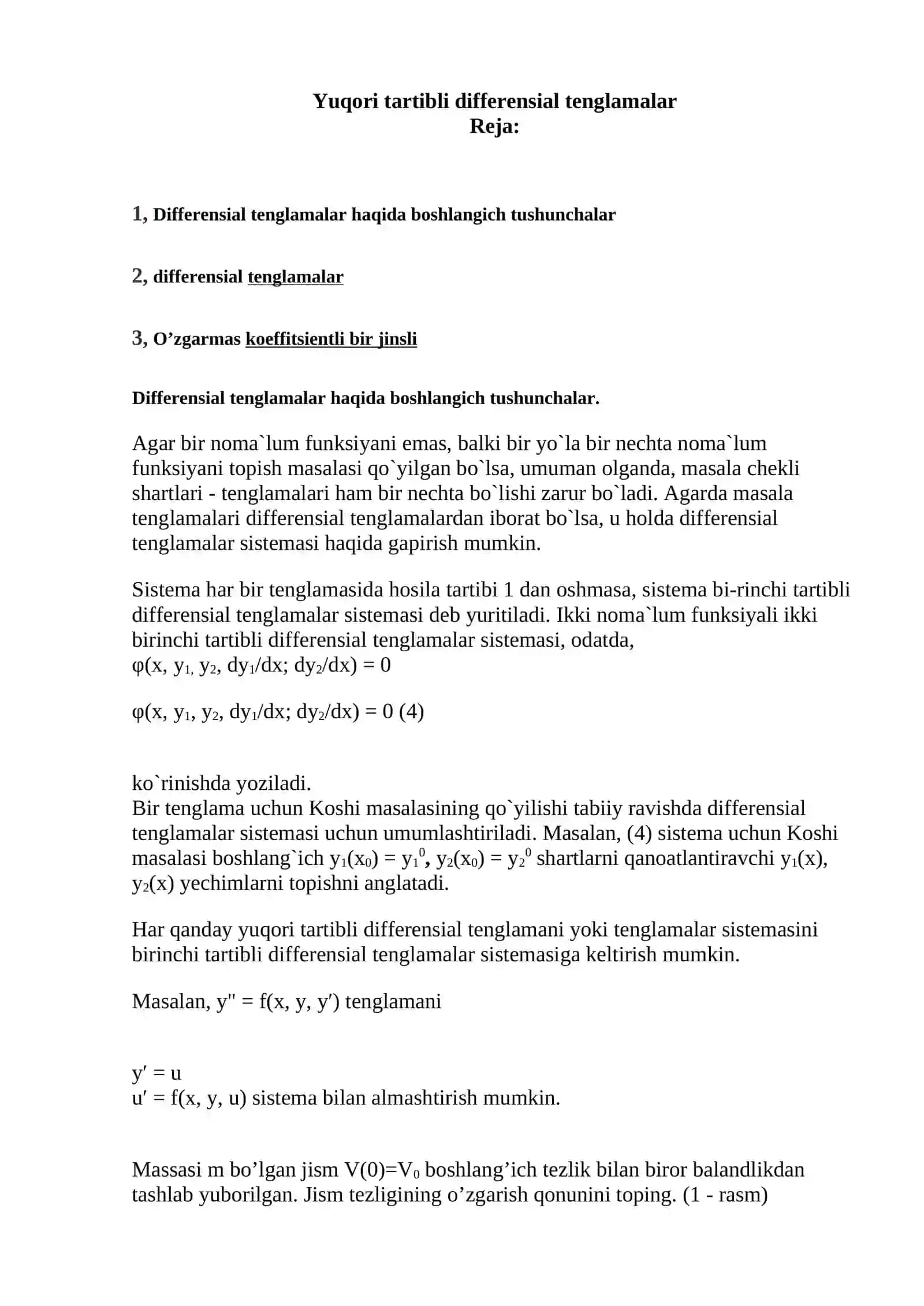 Yuqori tartibli differensial tenglamalar 2