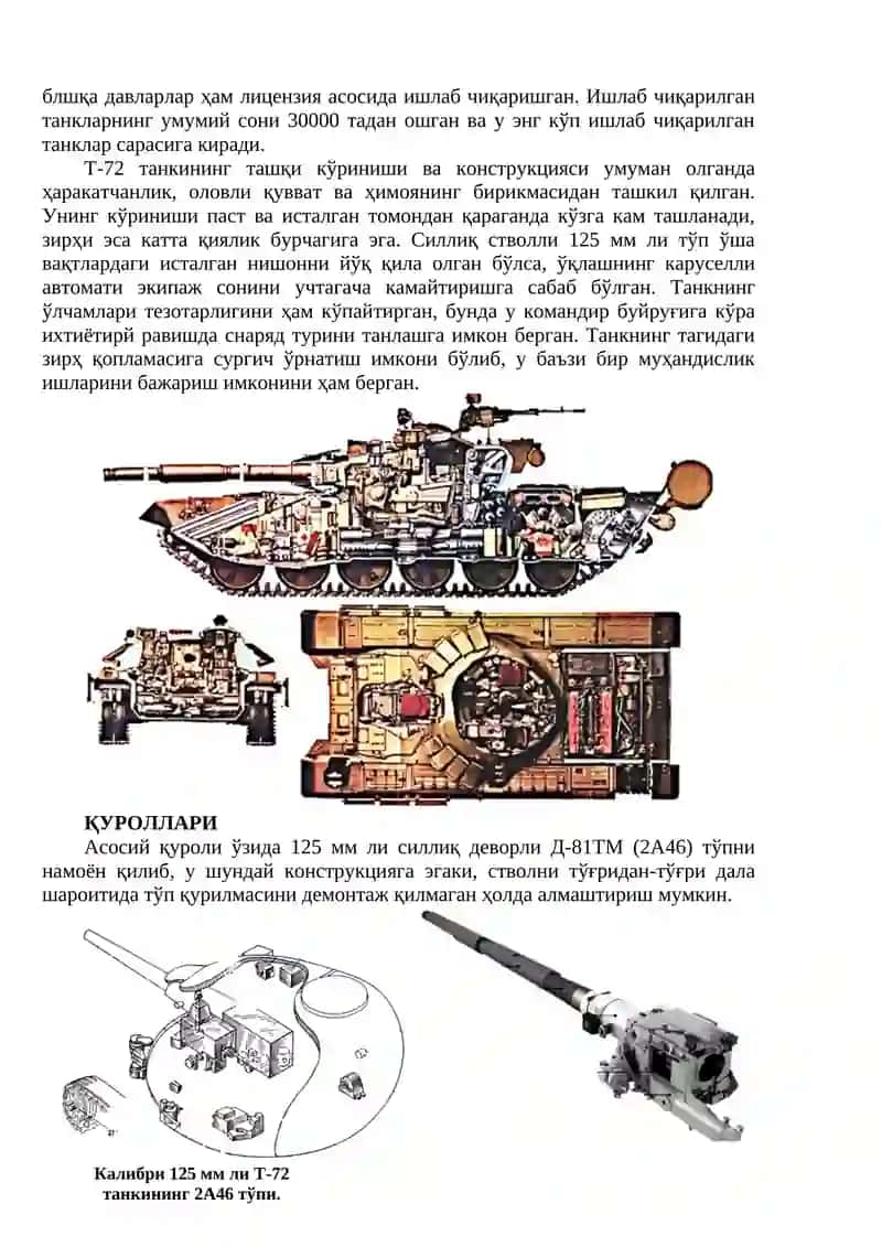 Танкларнинг тузилиши асослари. Танк Т-72 тузилиши асослари 2