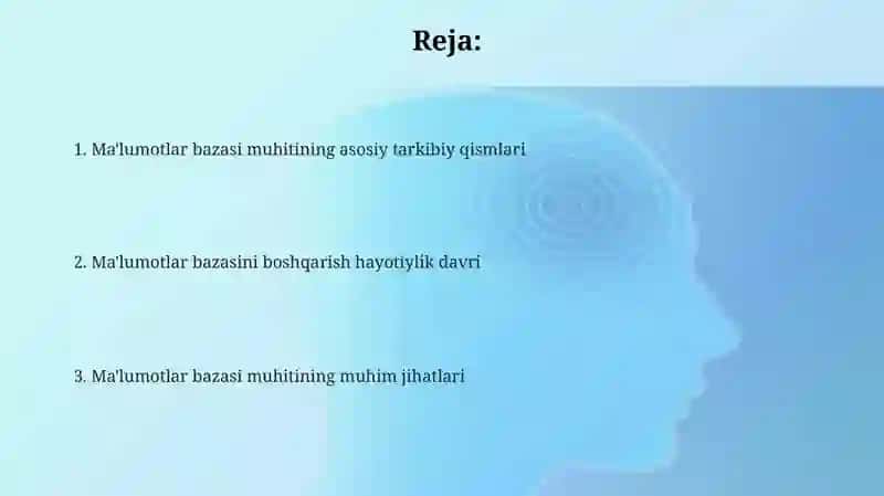 MA'LUMOTLAR BAZASI MUHITI 2
