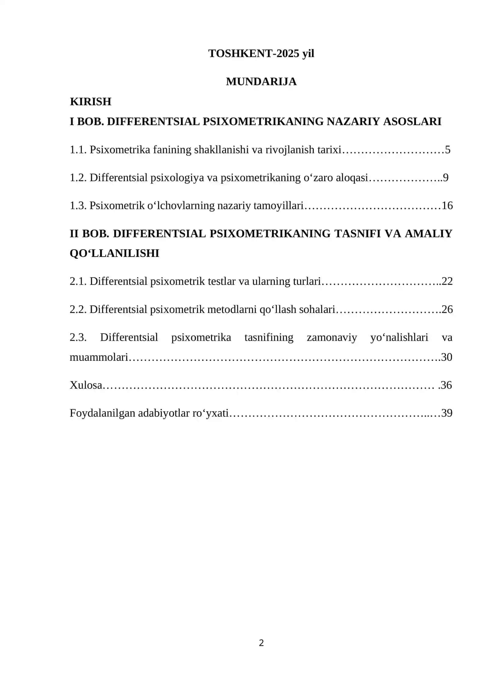 DIFFERENTSIAL PSIXOMETRIKA TASNIFI 2