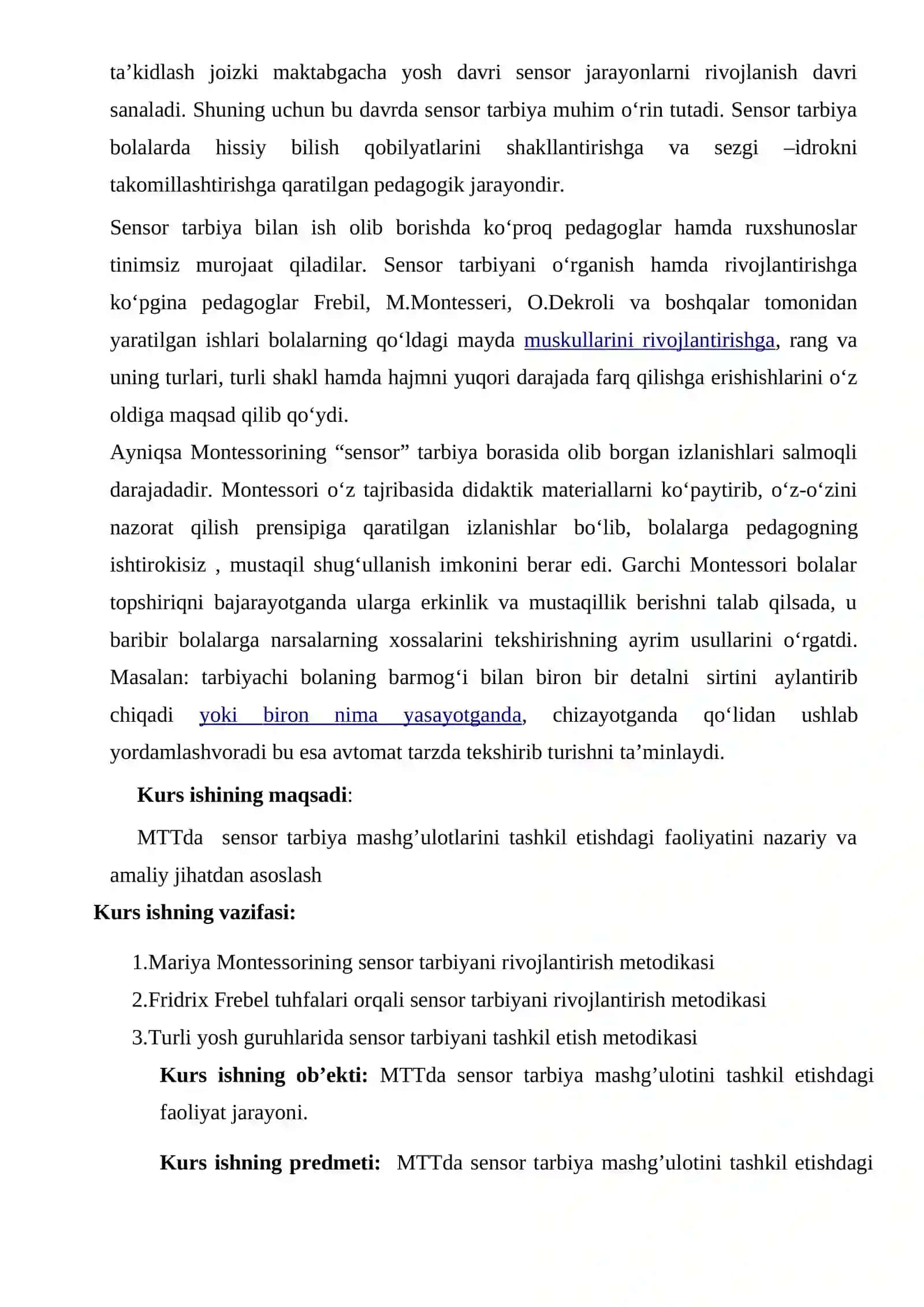 Mariya Montessorining sensor tarbiyani rivojlantirish metodikasi 2